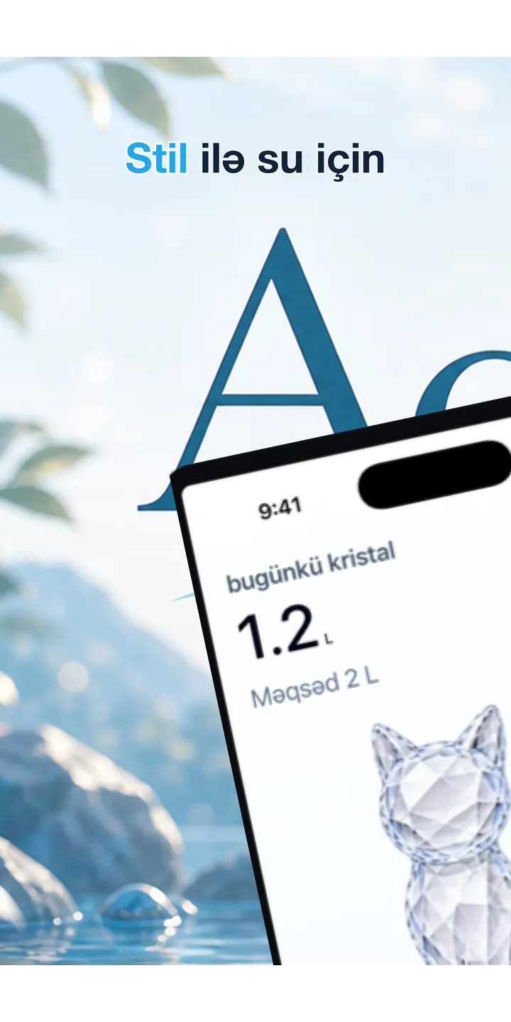 Aqualia home screen screenshot showing today’s crystal and hydration progress