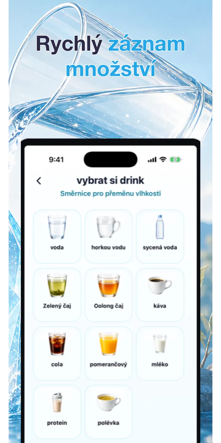 Aqualia history screenshot showing today’s logged drinks and totals