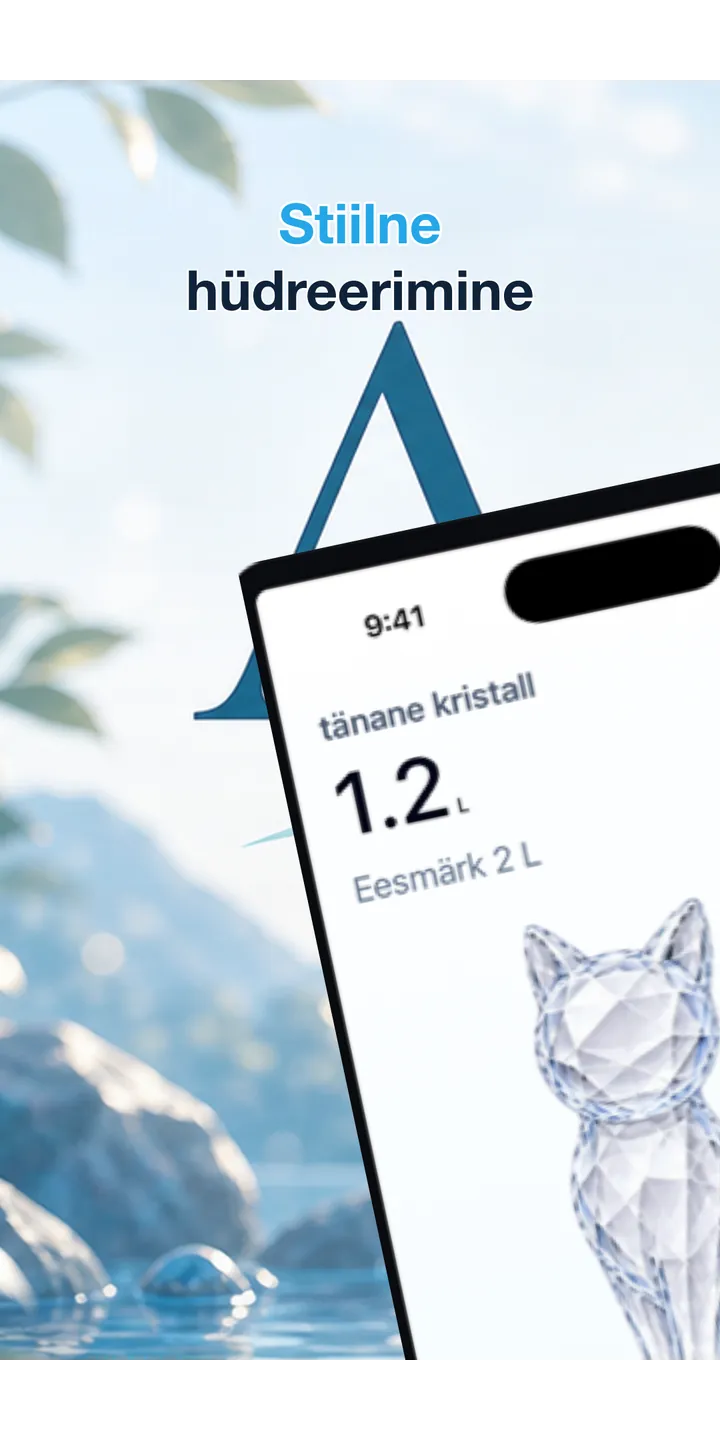 Aqualia home screen screenshot showing today’s crystal and hydration progress