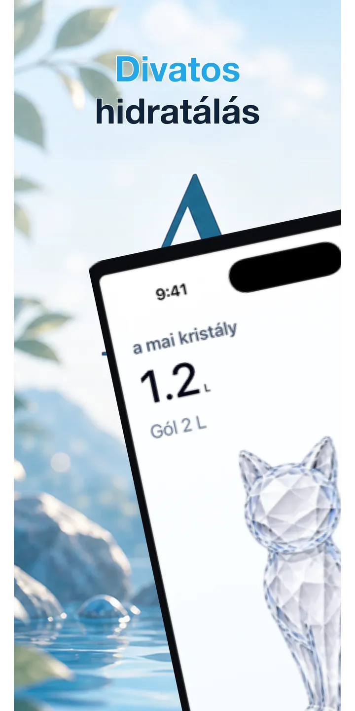 Aqualia home screen screenshot showing today’s crystal and hydration progress