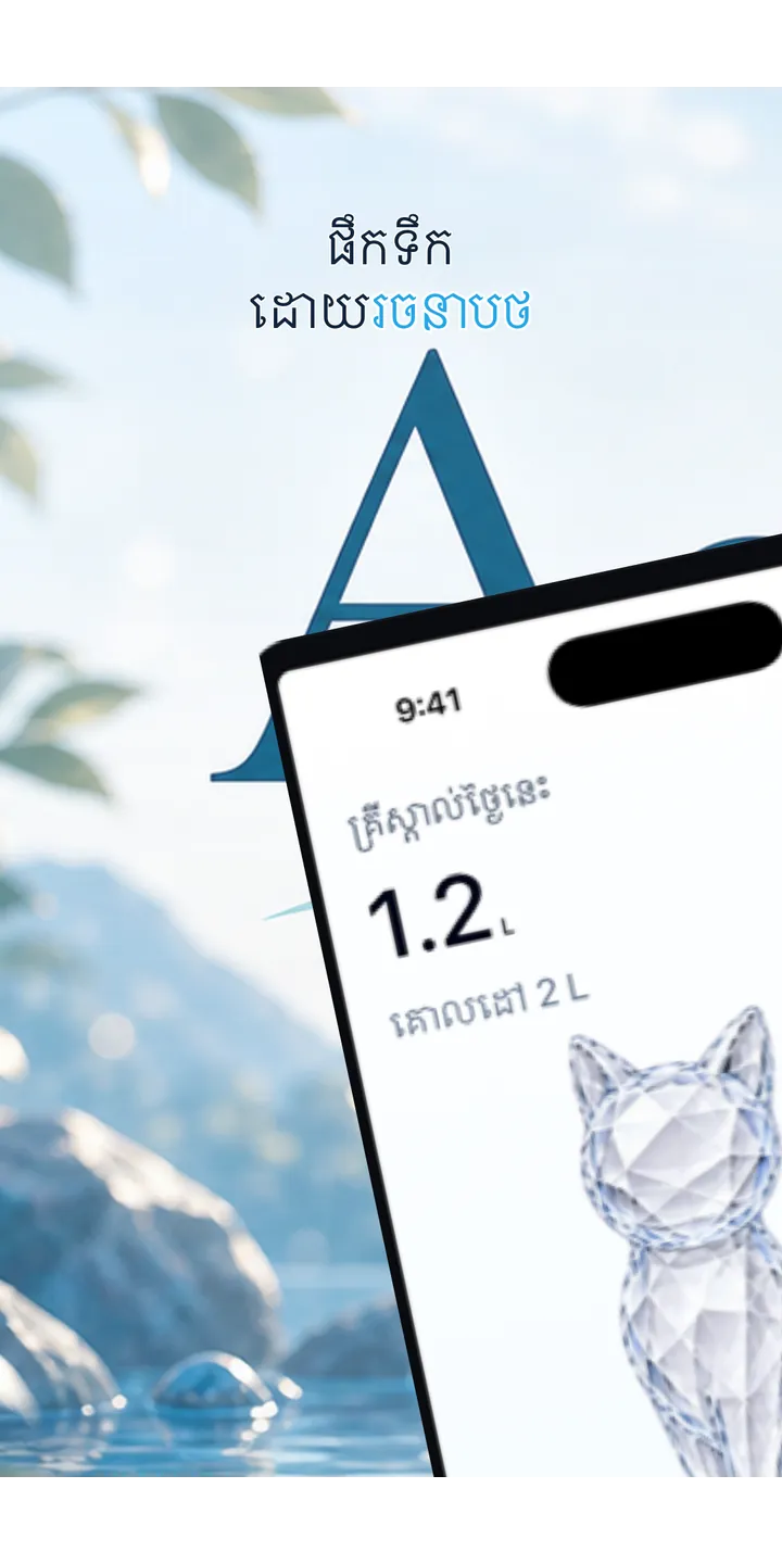 Aqualia home screen screenshot showing today’s crystal and hydration progress