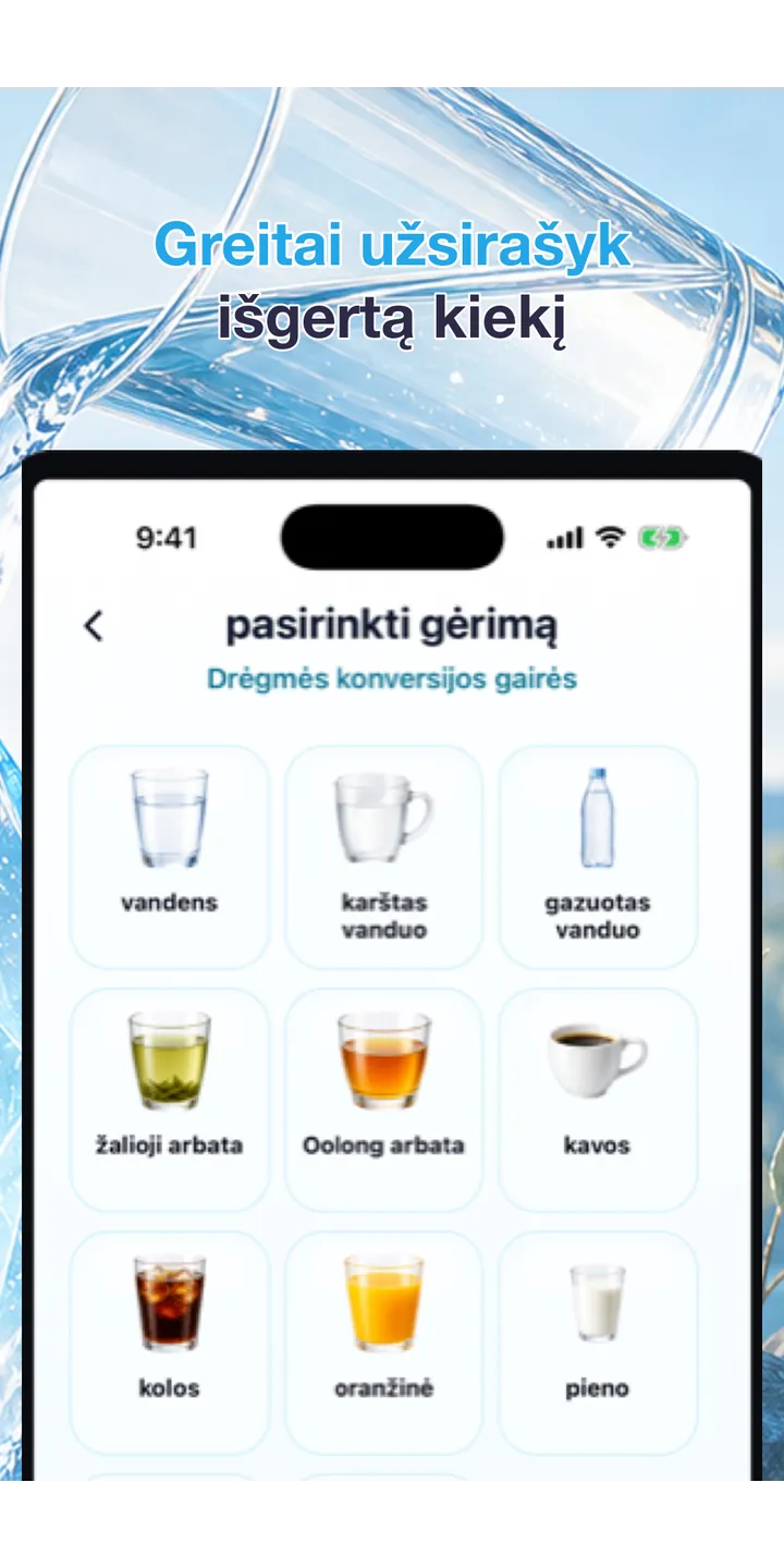 Aqualia history screenshot showing today’s logged drinks and totals