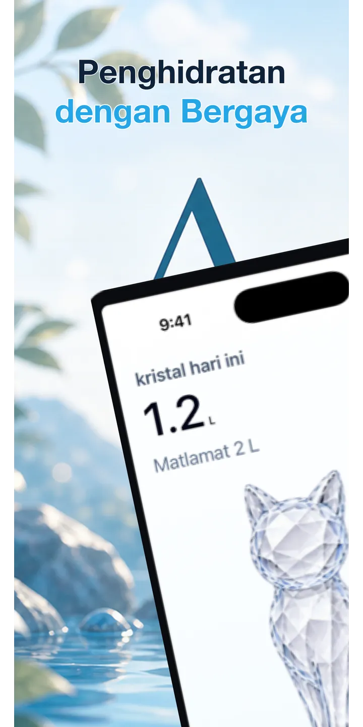 Aqualia home screen screenshot showing today’s crystal and hydration progress