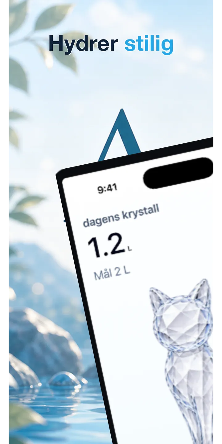 Aqualia home screen screenshot showing today’s crystal and hydration progress