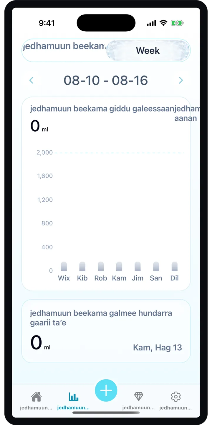 Aqualia history screenshot showing today’s logged drinks and totals