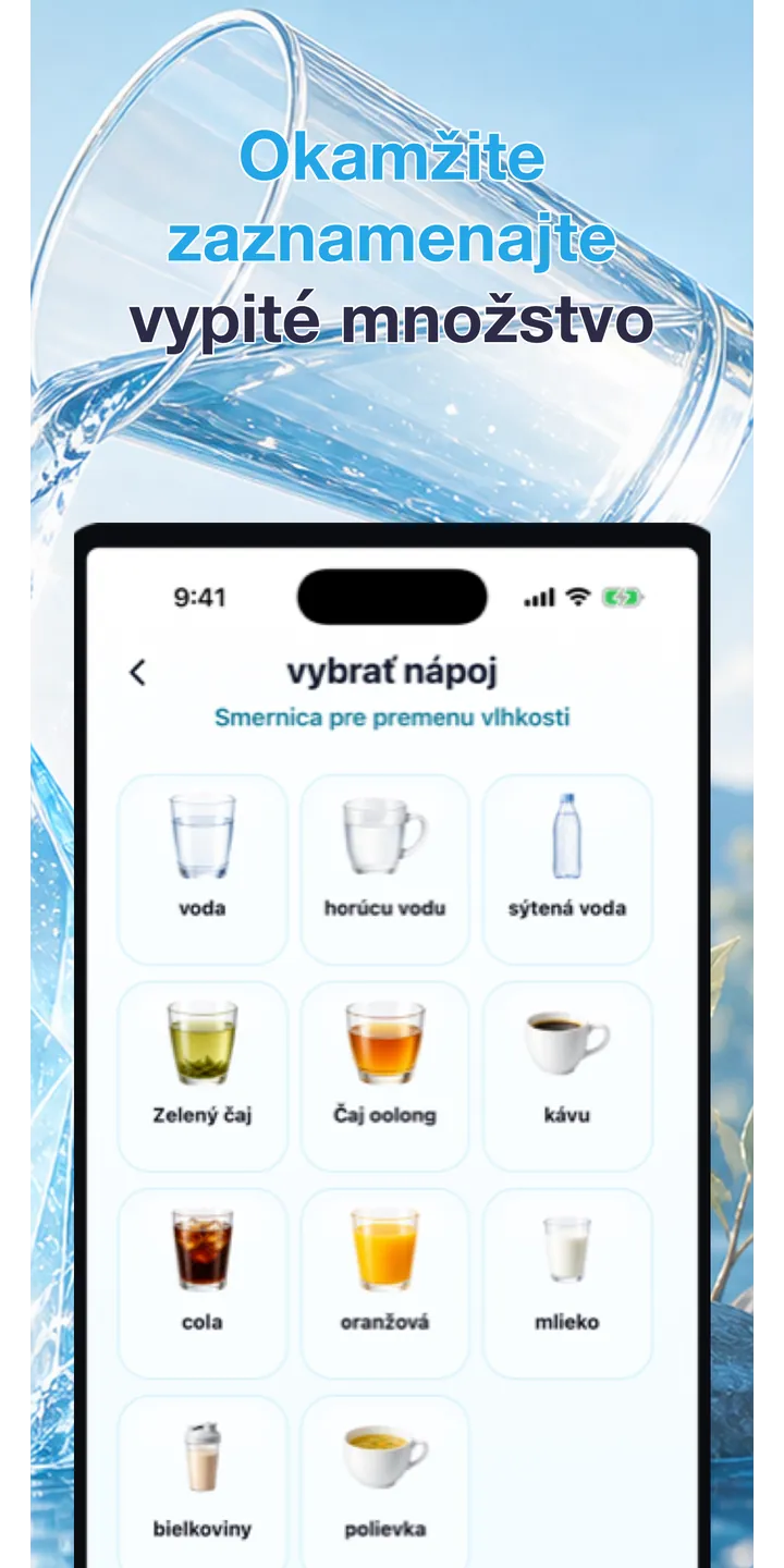 Aqualia history screenshot showing today’s logged drinks and totals