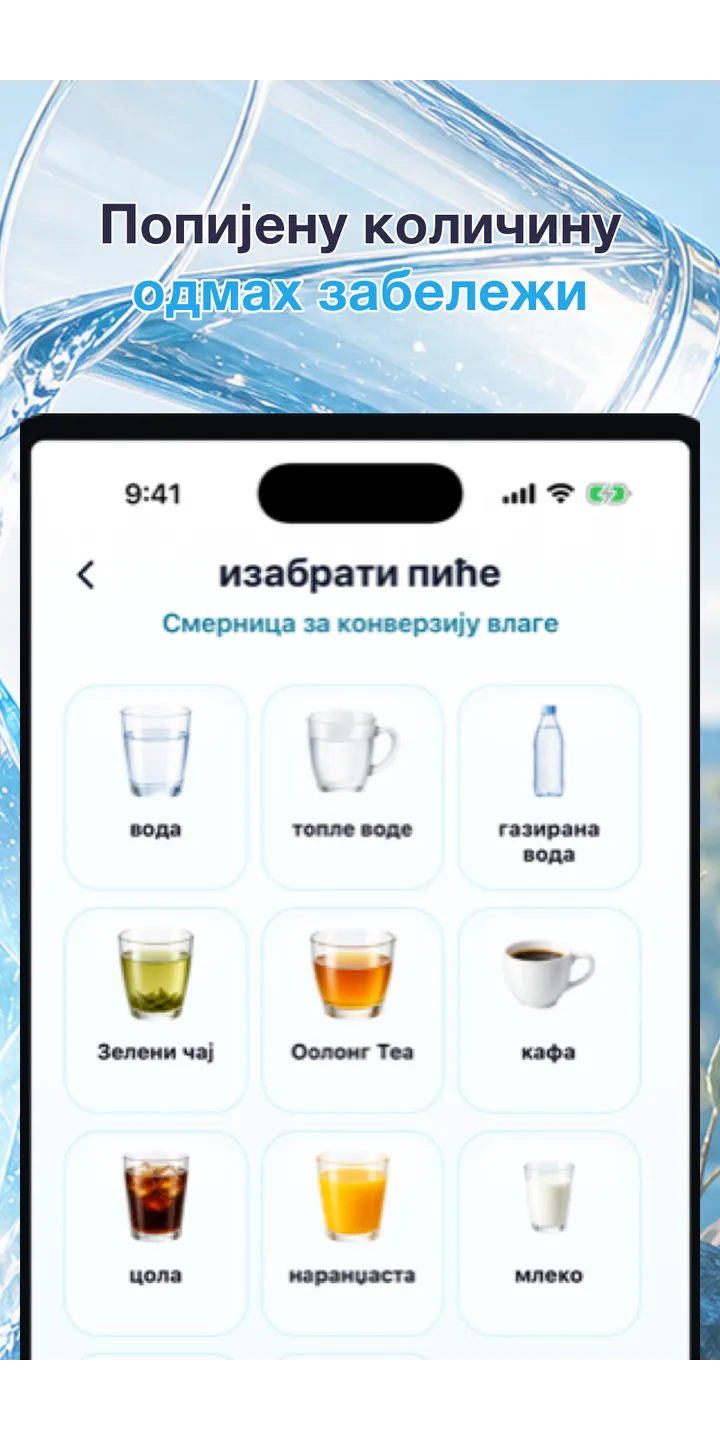 Aqualia history screenshot showing today’s logged drinks and totals