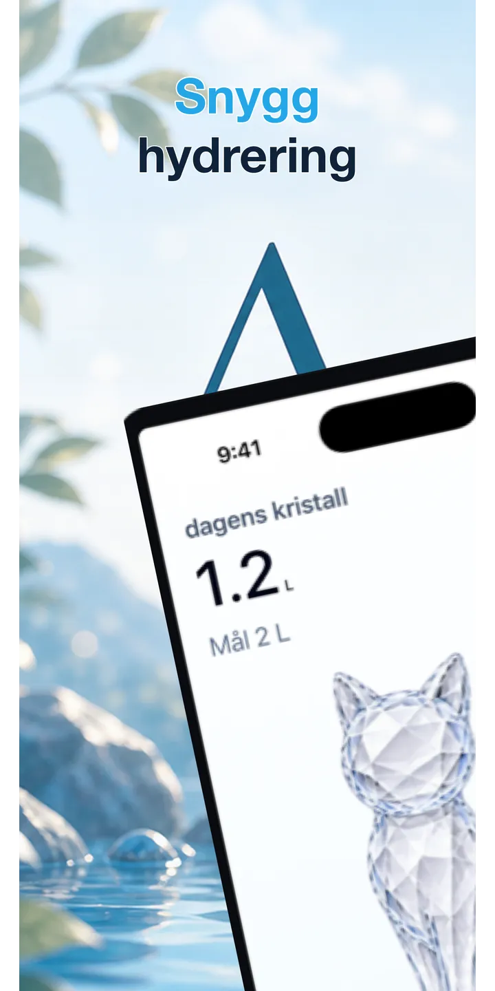 Aqualia home screen screenshot showing today’s crystal and hydration progress