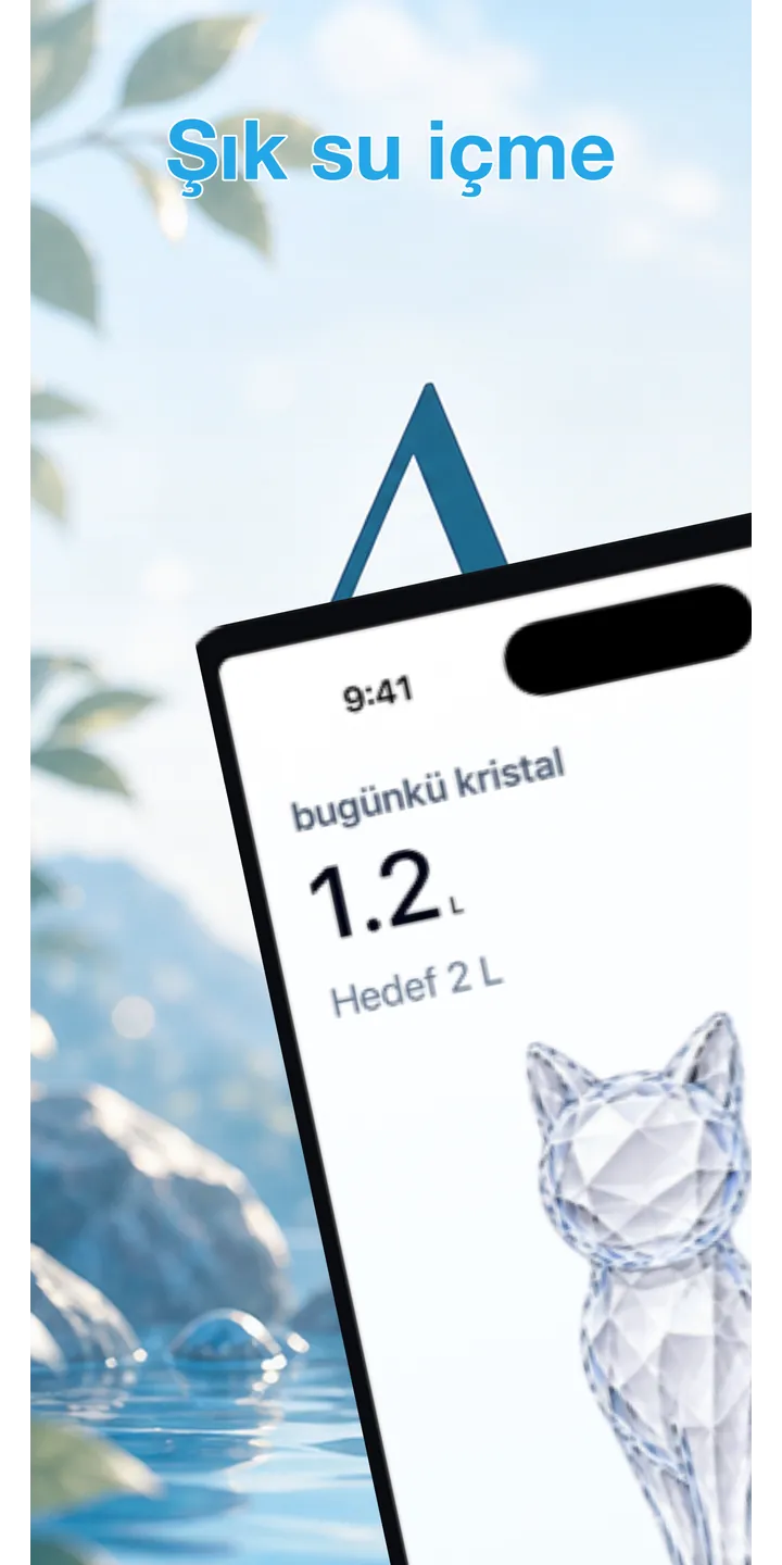 Aqualia home screen screenshot showing today’s crystal and hydration progress