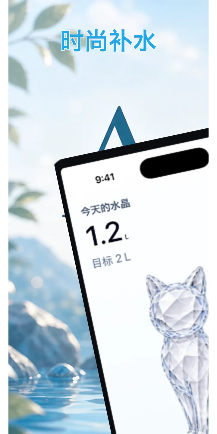 Aqualia home screen screenshot showing today’s crystal and hydration progress