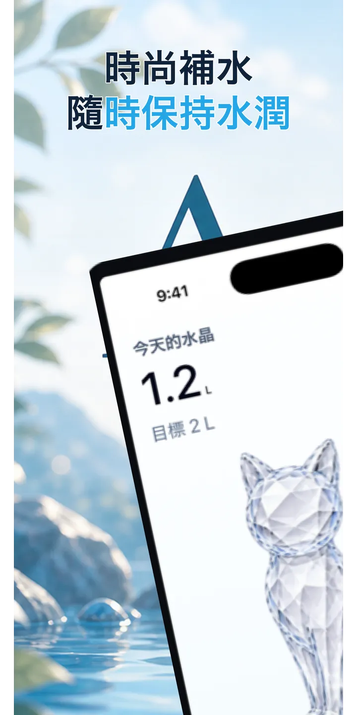 Aqualia home screen screenshot showing today’s crystal and hydration progress