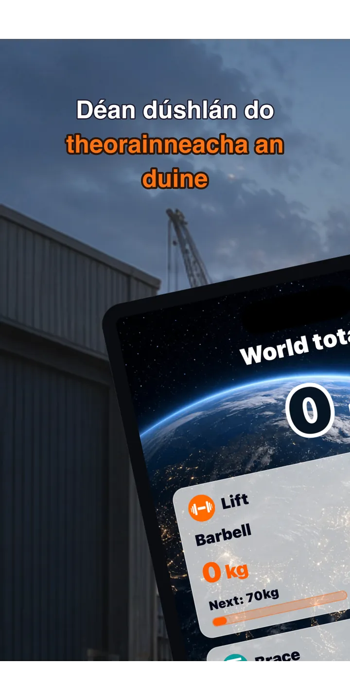 AtlasLift home screen showing total lifted weight, current position, and today’s workout
