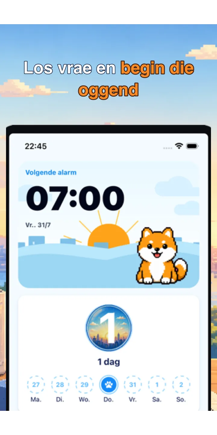 BrainUp morning result screenshot showing the brain boot score and shiba stamp reward