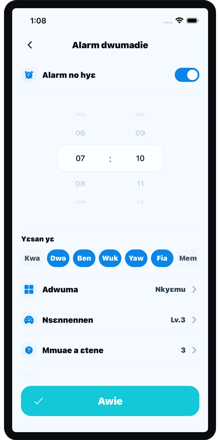 BrainUp quick math mission screenshot showing the wake-up brain training flow