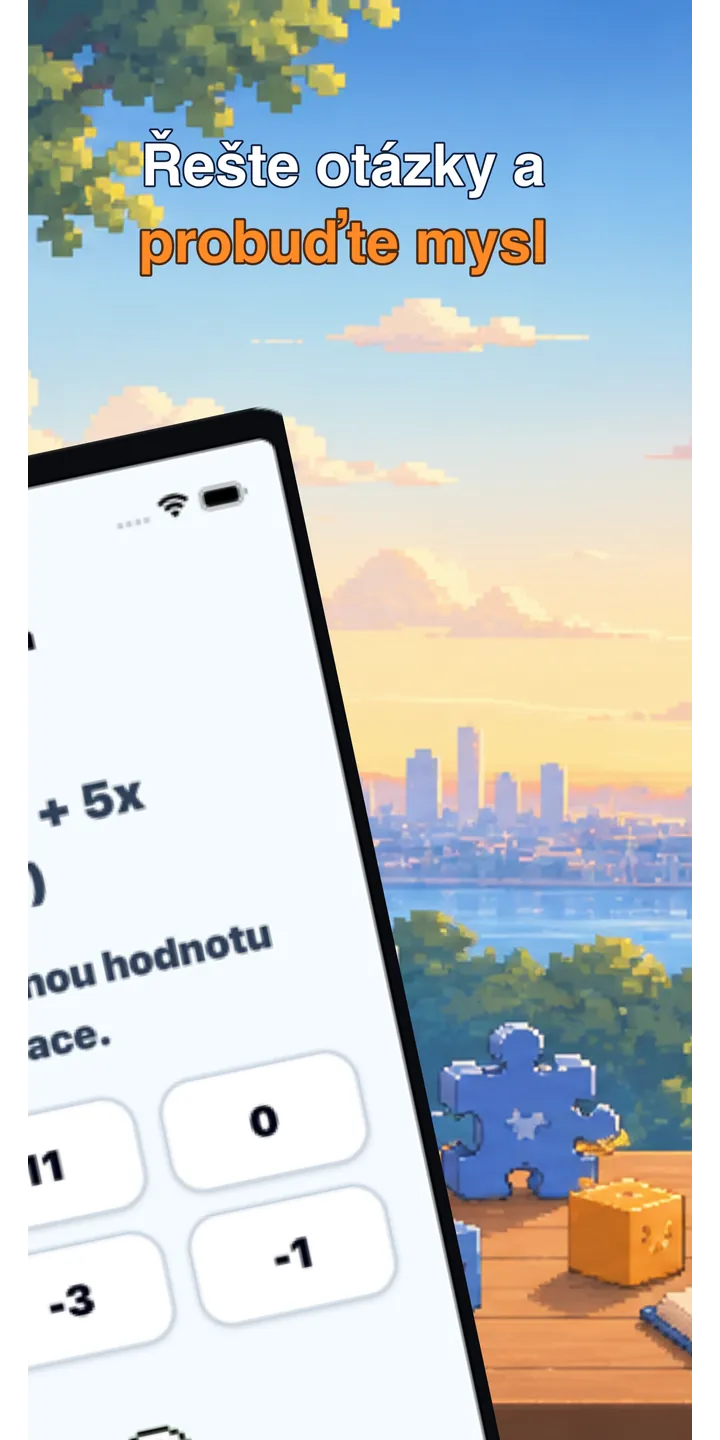 BrainUp quick math mission screenshot showing the wake-up brain training flow