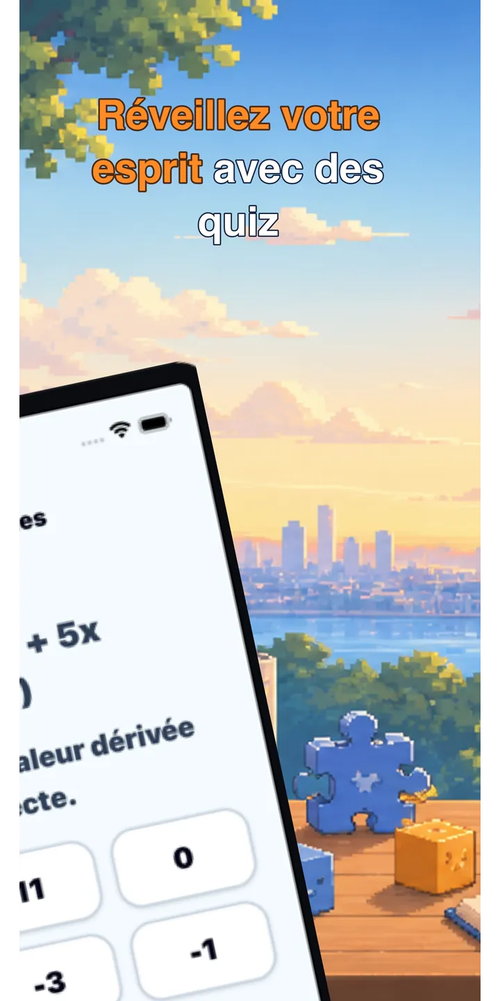 BrainUp quick math mission screenshot showing the wake-up brain training flow
