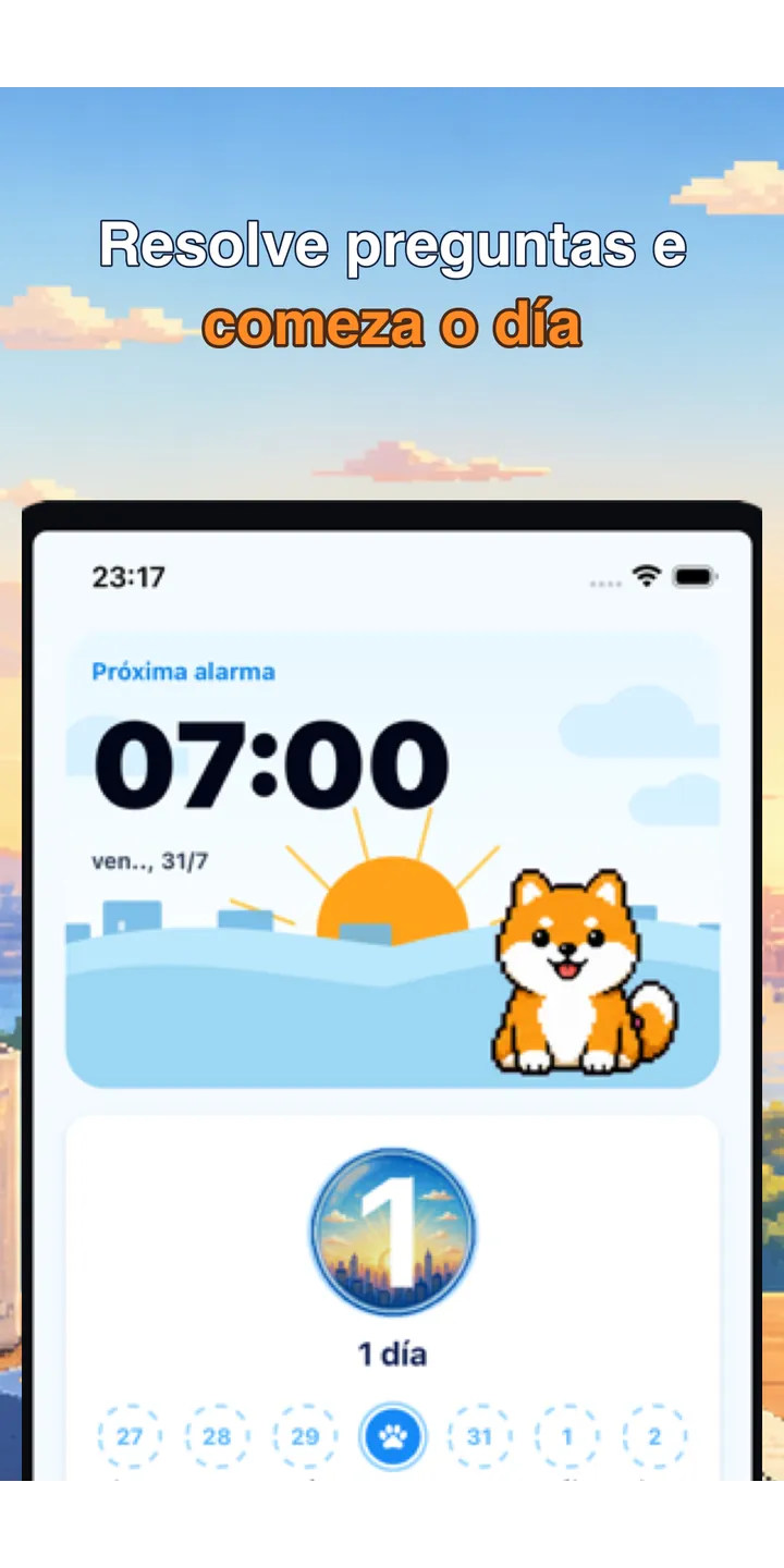 BrainUp morning result screenshot showing the brain boot score and shiba stamp reward