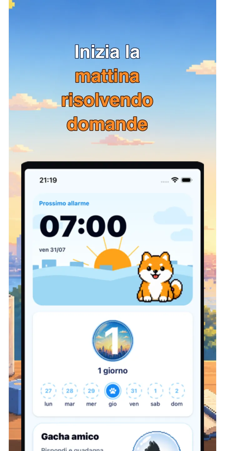 BrainUp morning result screenshot showing the brain boot score and shiba stamp reward