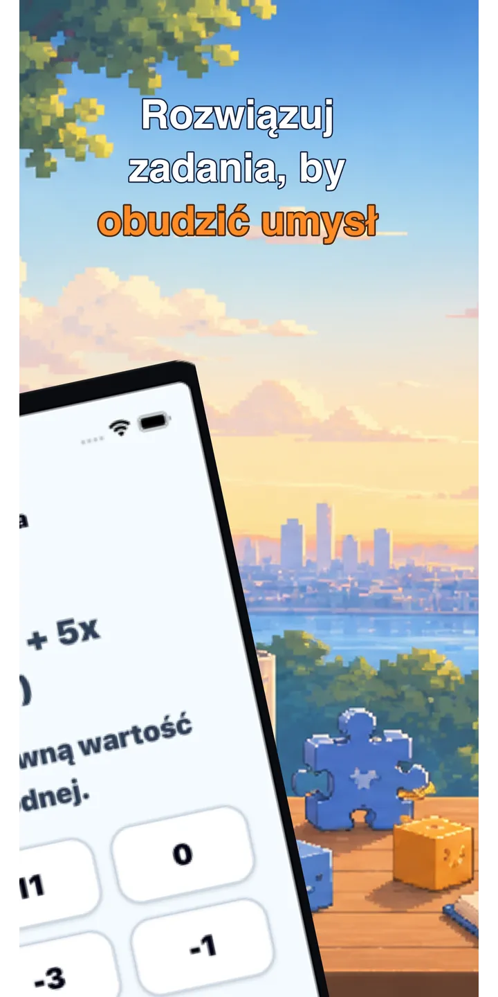 BrainUp quick math mission screenshot showing the wake-up brain training flow