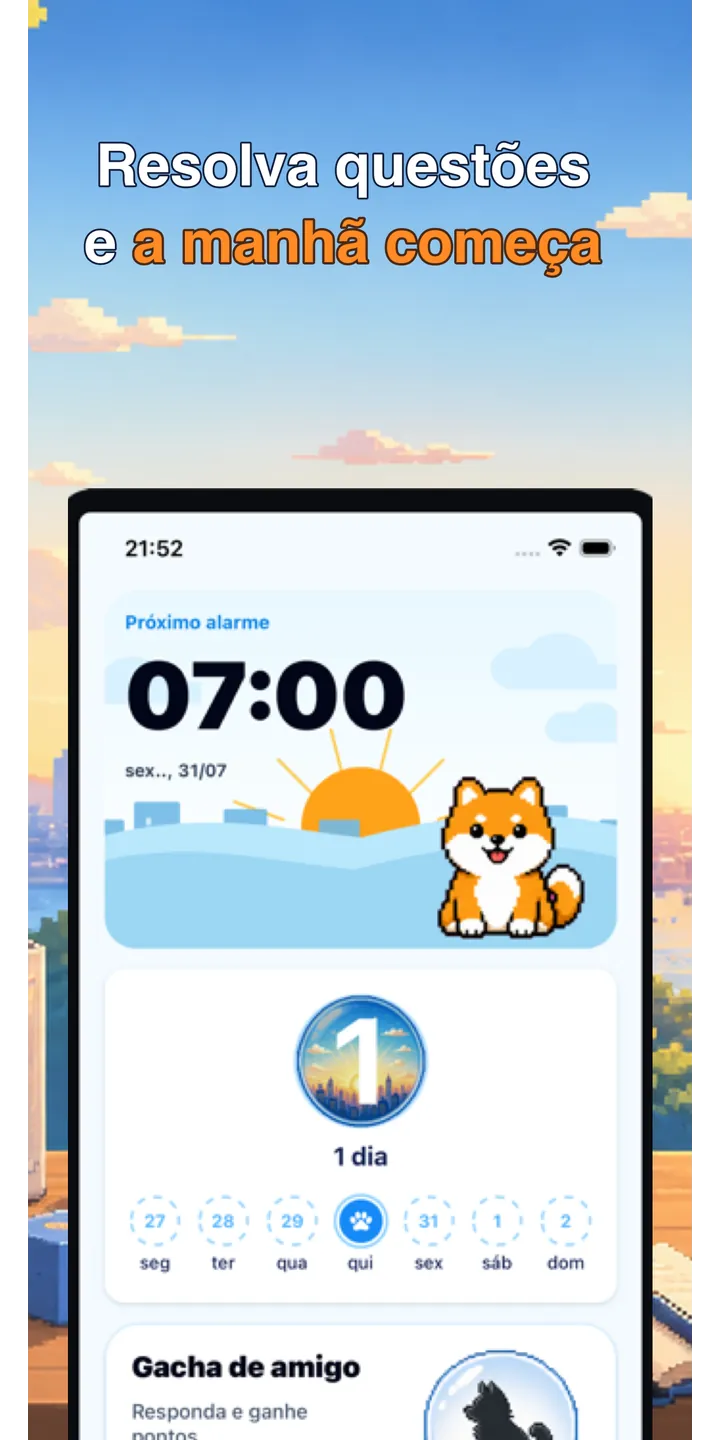 BrainUp morning result screenshot showing the brain boot score and shiba stamp reward