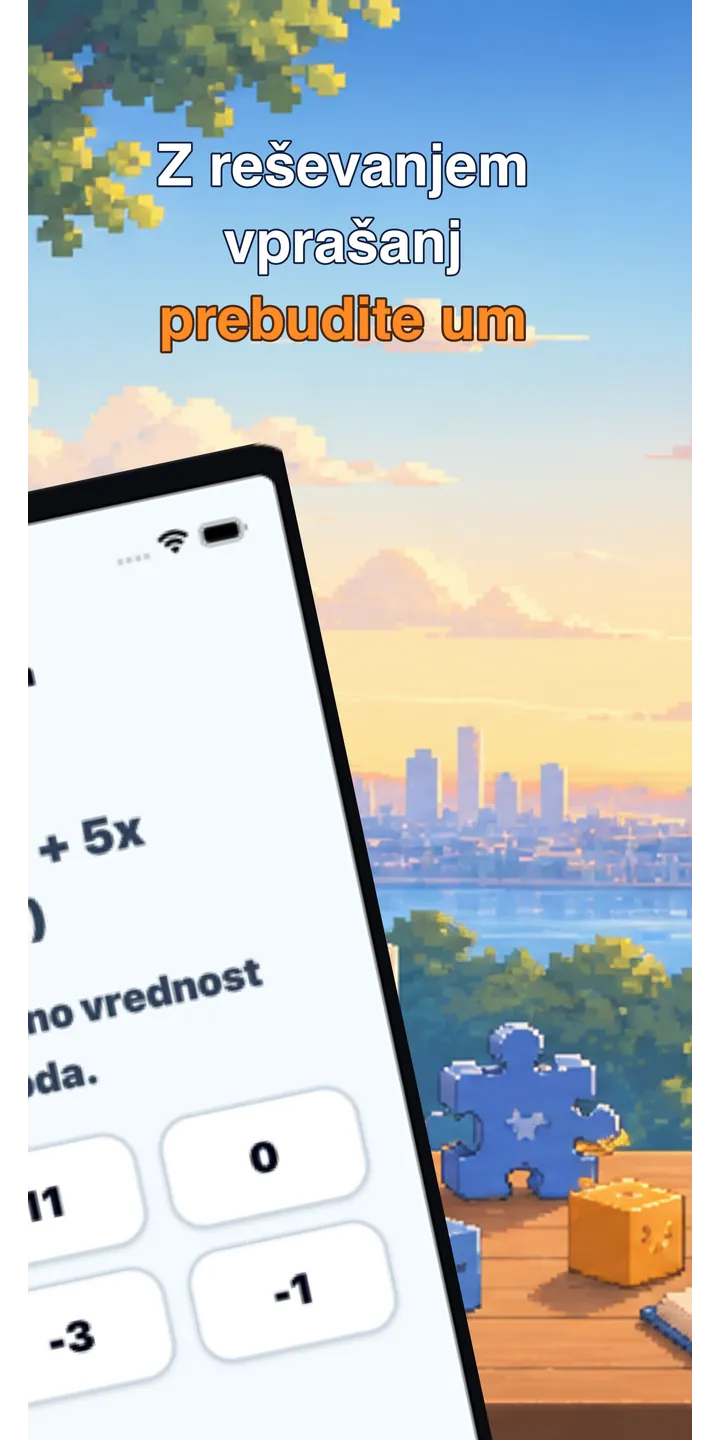 BrainUp quick math mission screenshot showing the wake-up brain training flow