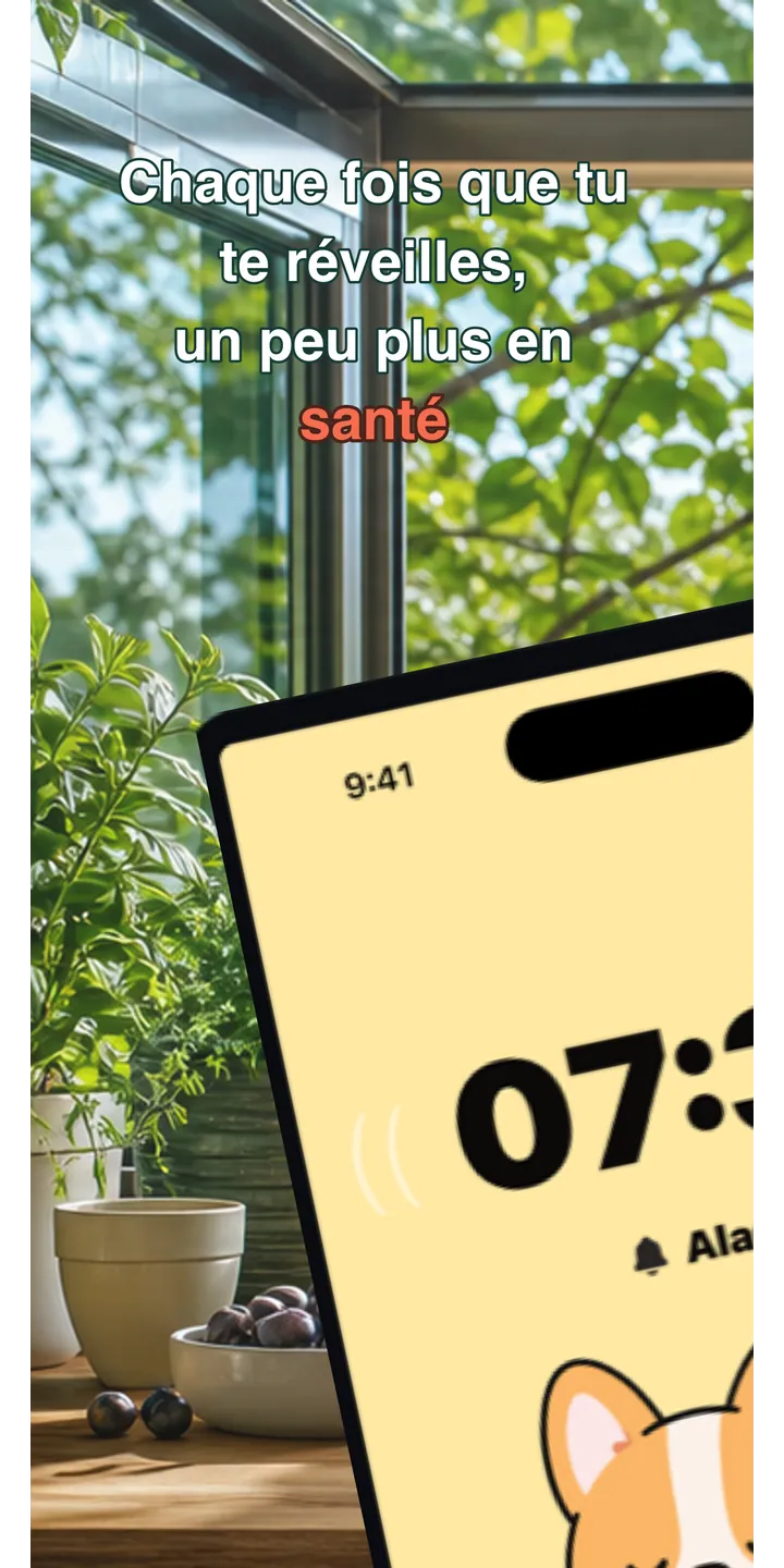 HealthUp home screen screenshot showing the next alarm and morning overview