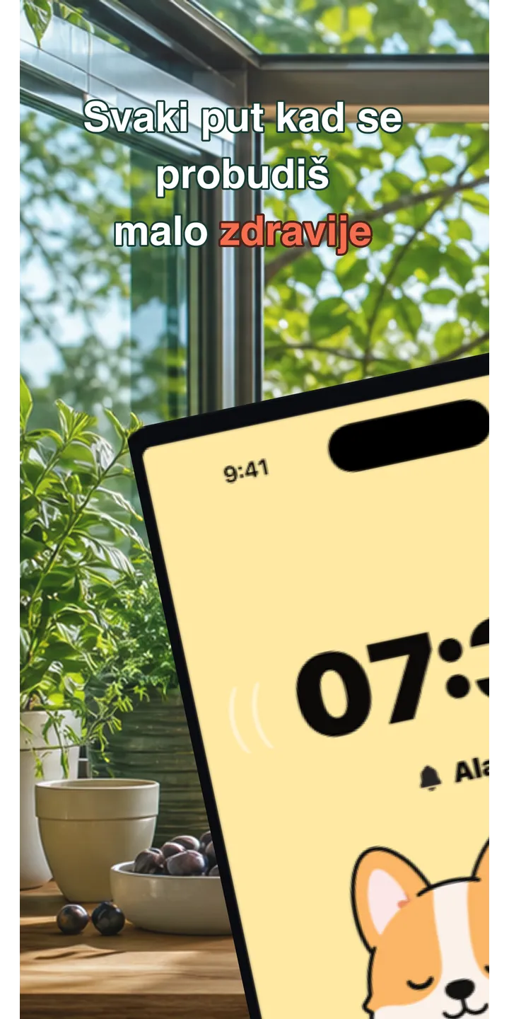 HealthUp home screen screenshot showing the next alarm and morning overview