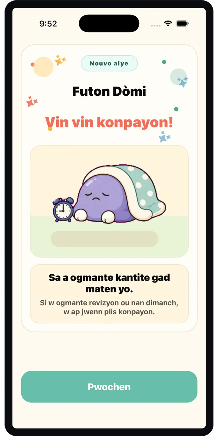 HealthUp Sunday boss screenshot showing the weekly review challenge