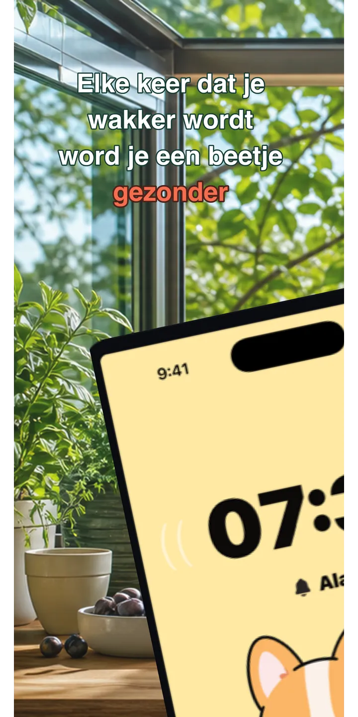 HealthUp home screen screenshot showing the next alarm and morning overview