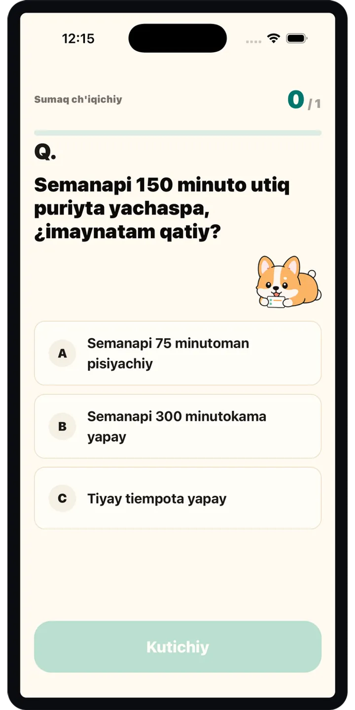 HealthUp Sunday boss screenshot showing the weekly review challenge