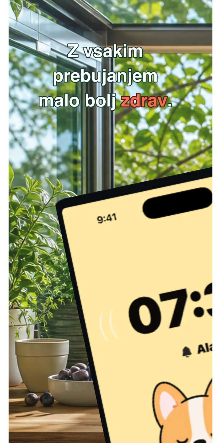 HealthUp home screen screenshot showing the next alarm and morning overview