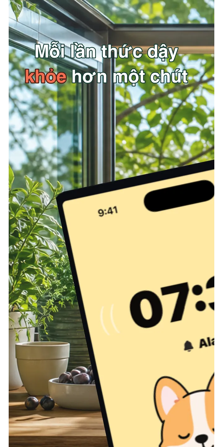 HealthUp home screen screenshot showing the next alarm and morning overview