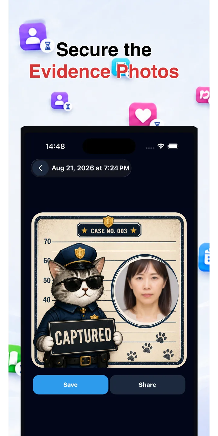 Officer Meow history screen showing focus activity over time