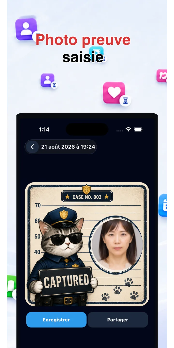 Officer Meow history screen showing focus activity over time