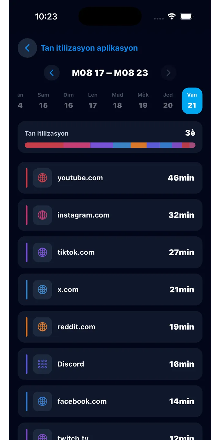 Officer Meow history screen showing focus activity over time