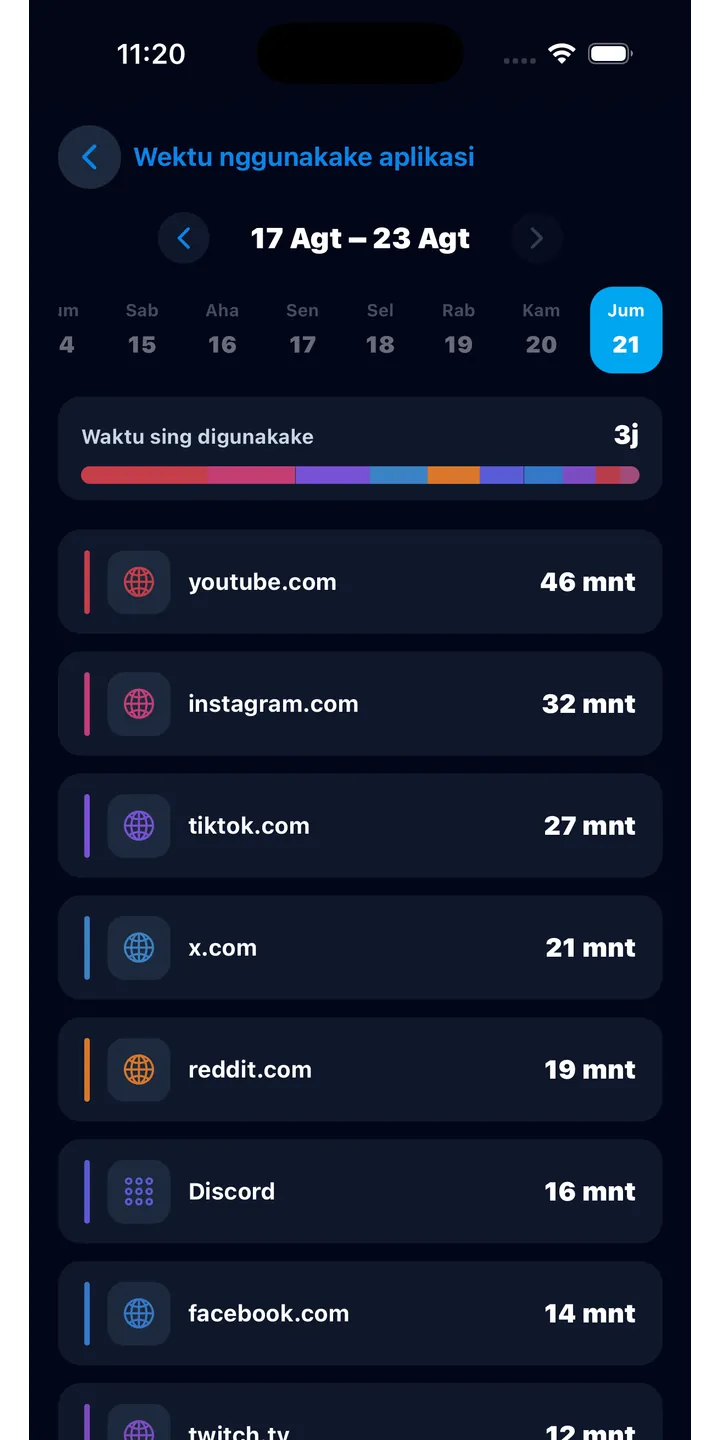 Officer Meow history screen showing focus activity over time