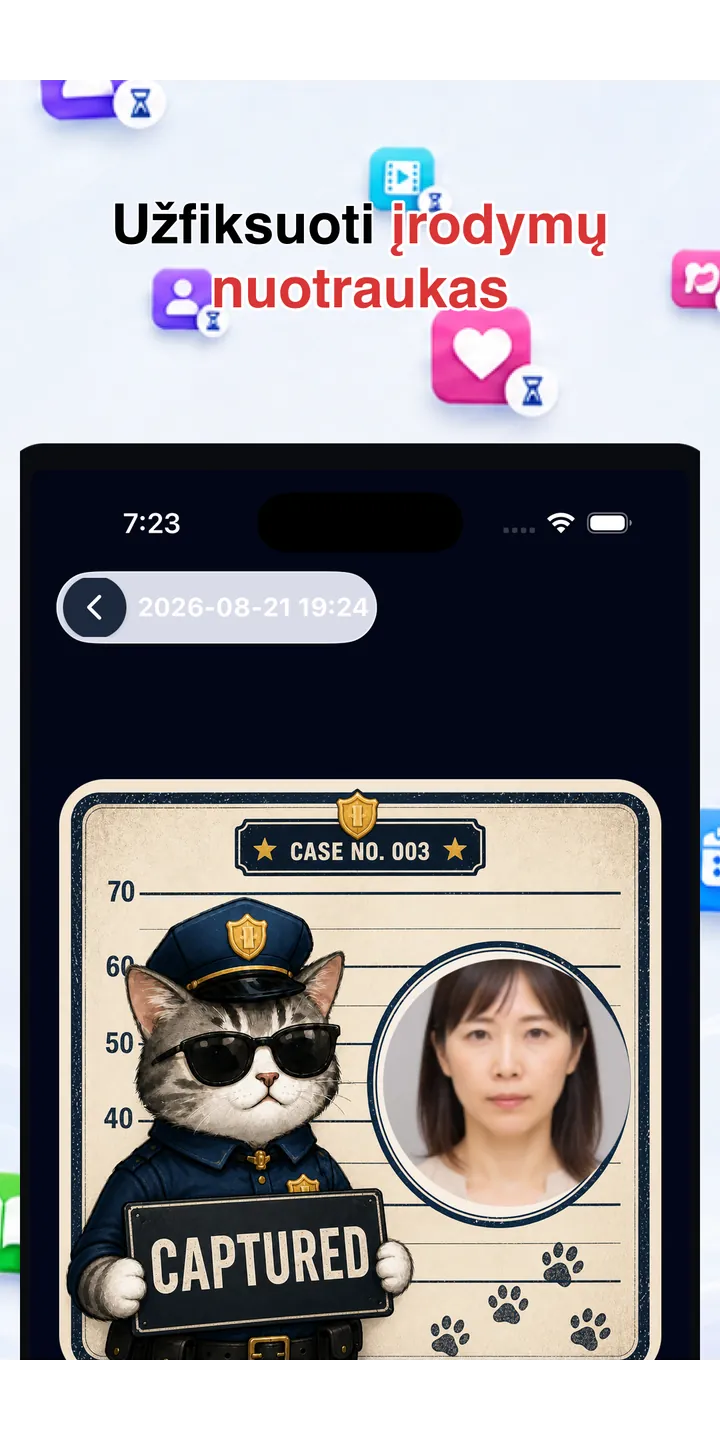 Officer Meow history screen showing focus activity over time