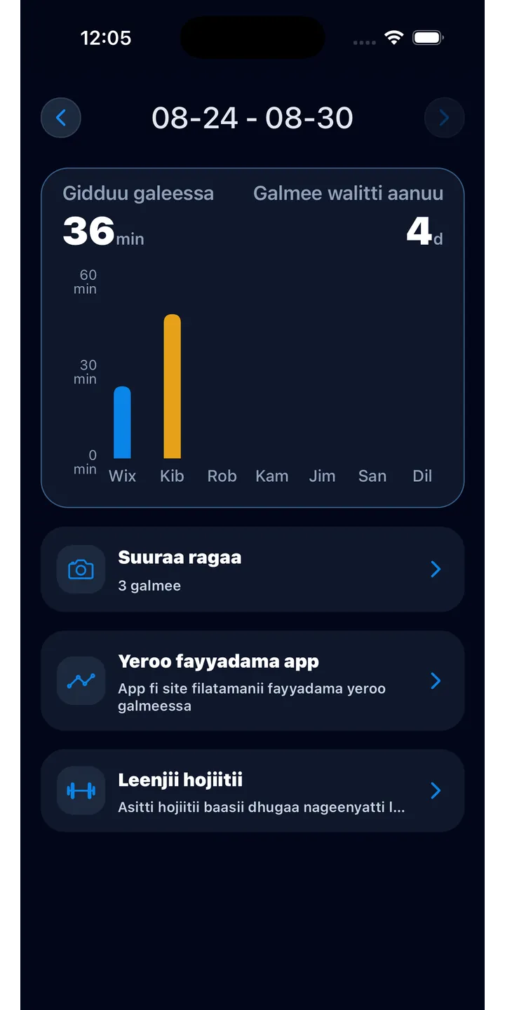 Officer Meow statistics screen showing focus trends