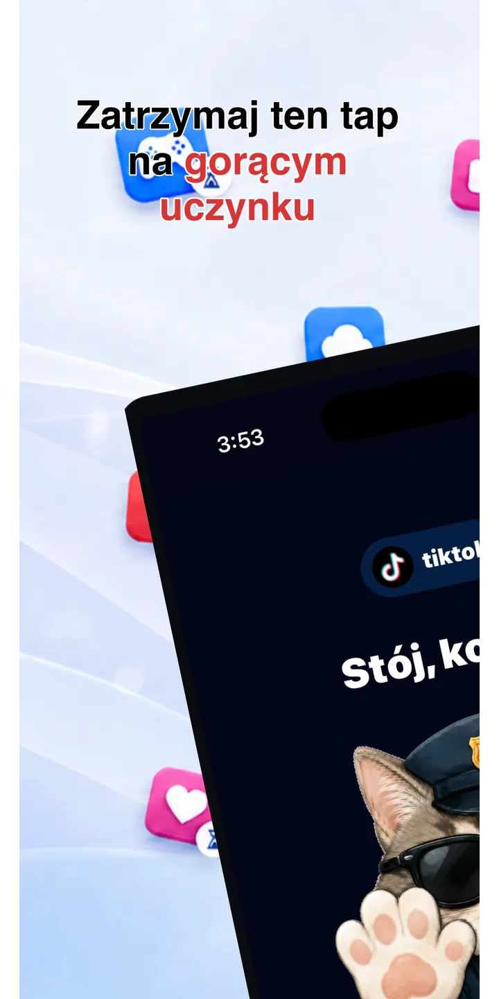 Officer Meow home screen showing today’s focus patrol