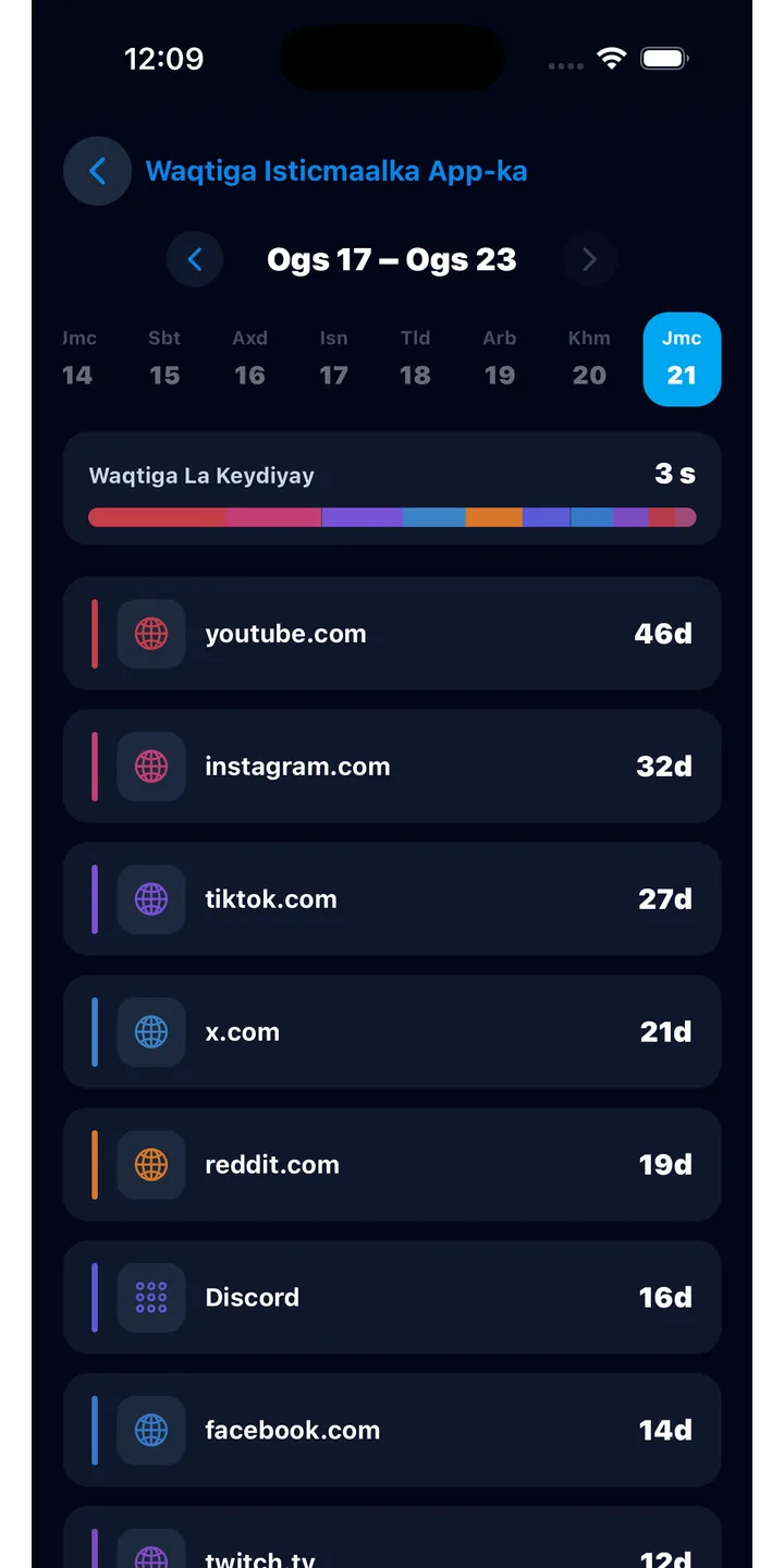 Officer Meow history screen showing focus activity over time
