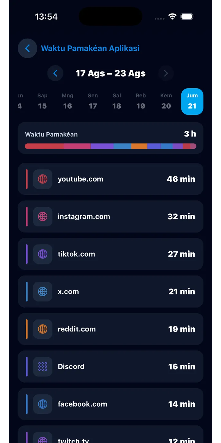 Officer Meow history screen showing focus activity over time