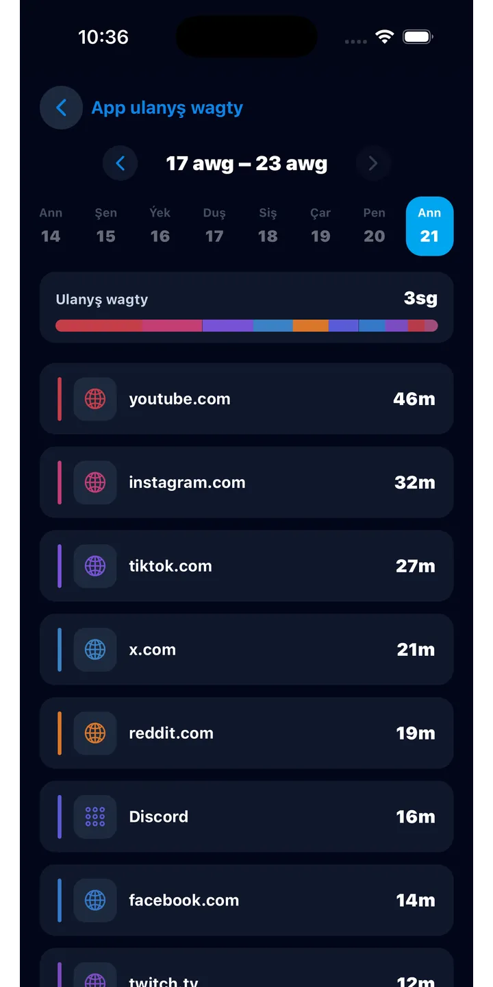 Officer Meow history screen showing focus activity over time