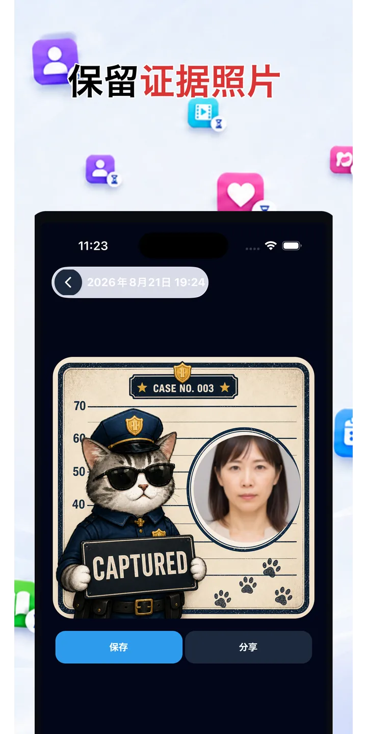 Officer Meow history screen showing focus activity over time