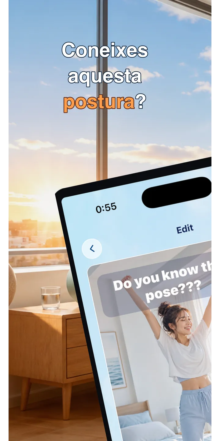 PoseUp home screen screenshot showing the wake-up challenge overview