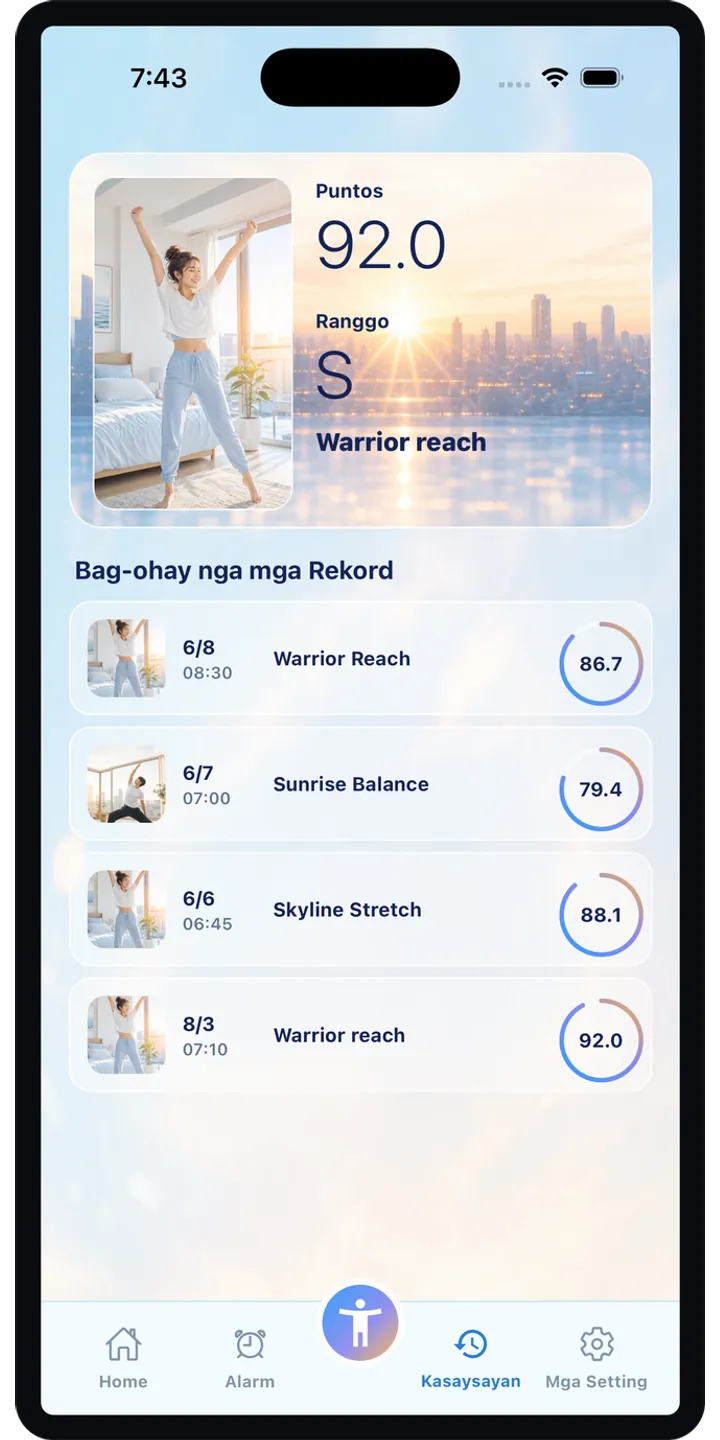PoseUp share editor screenshot showing social-ready morning content