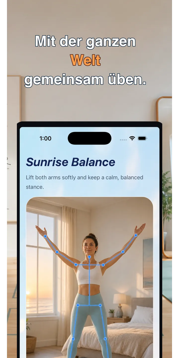 PoseUp share editor screenshot showing social-ready morning content