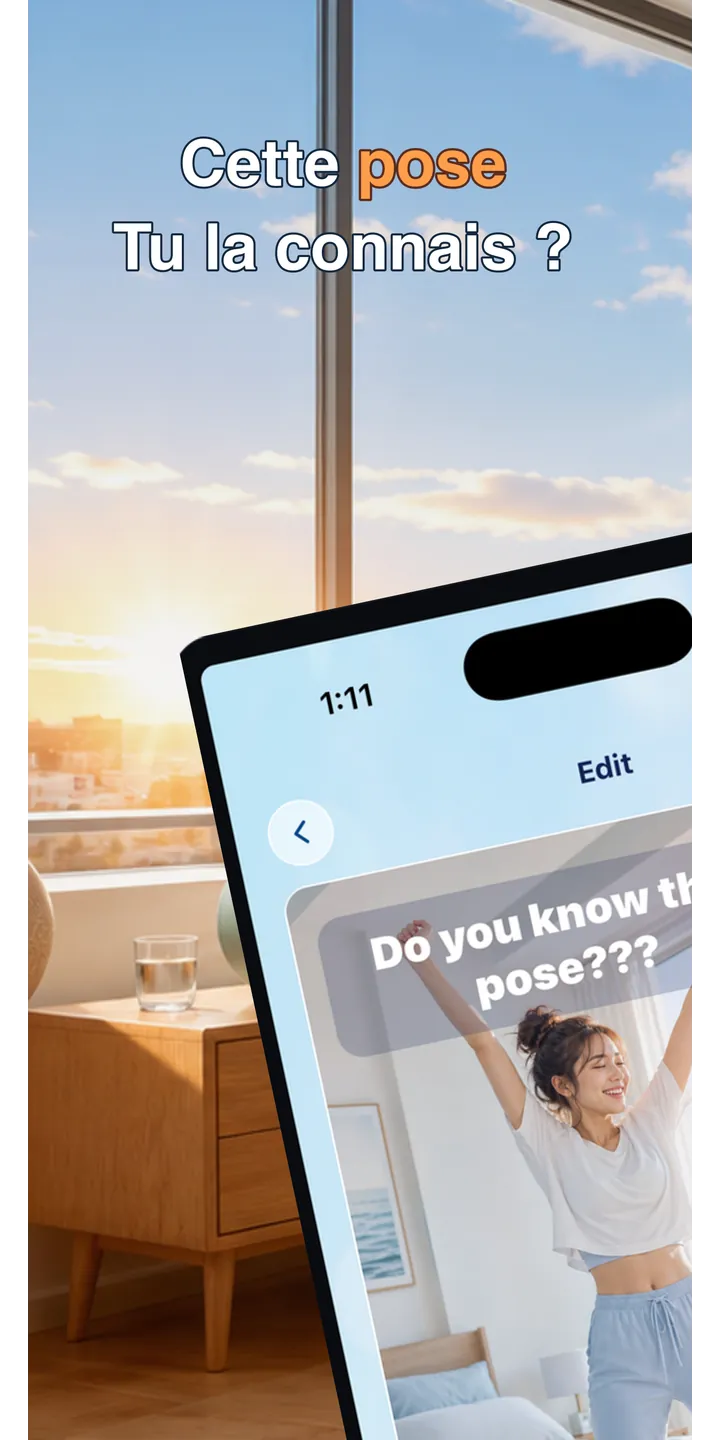 PoseUp home screen screenshot showing the wake-up challenge overview
