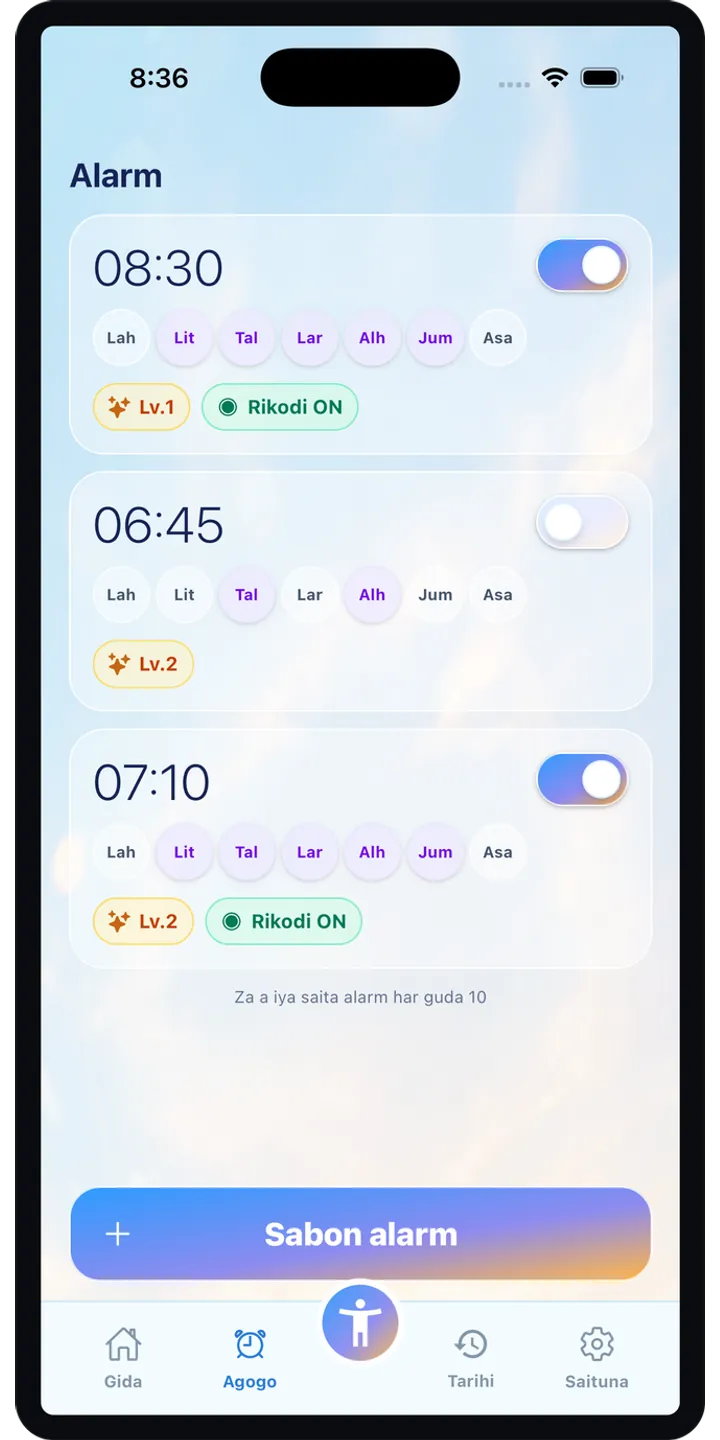 PoseUp history screenshot showing saved morning scores and records