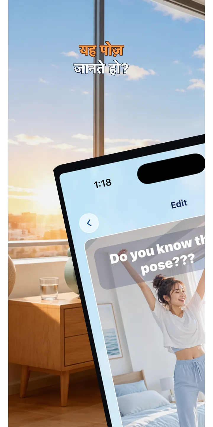 PoseUp home screen screenshot showing the wake-up challenge overview