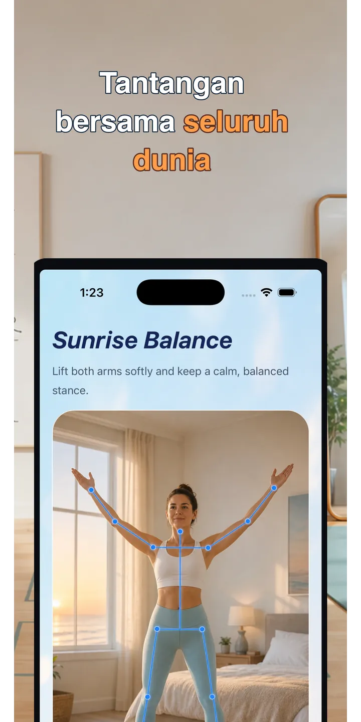 PoseUp share editor screenshot showing social-ready morning content